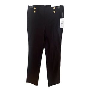 Rafaella Black Straight Leg Pants with Gold Buttons